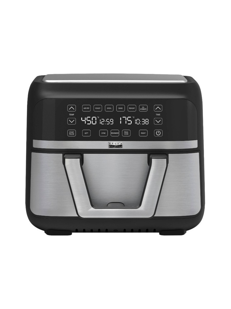 bella PRO, Bella Pro - 9-Qt. Trizone Touchscreen Air Fryer With Dual Flex Basket - Stainless Steel