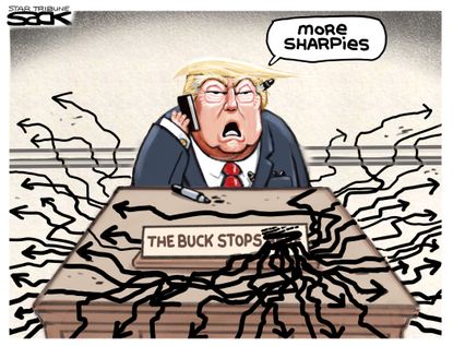 Political Cartoon U.S. Trump More Sharpies Dorian Projection Alabama