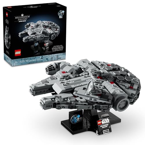 Lego Star Wars Millennium Falcon نموذج قابل للتحصيل للذكرى السنوية الخامسة والعشرين لأمل جديد - مجموعات بناء ذاتية الصنع للبالغين والرجال والنساء النساء، للأعمار من 18 عامًا فما فوق - يأتي مع حامل عرض - هدية حرب النجوم - 75375