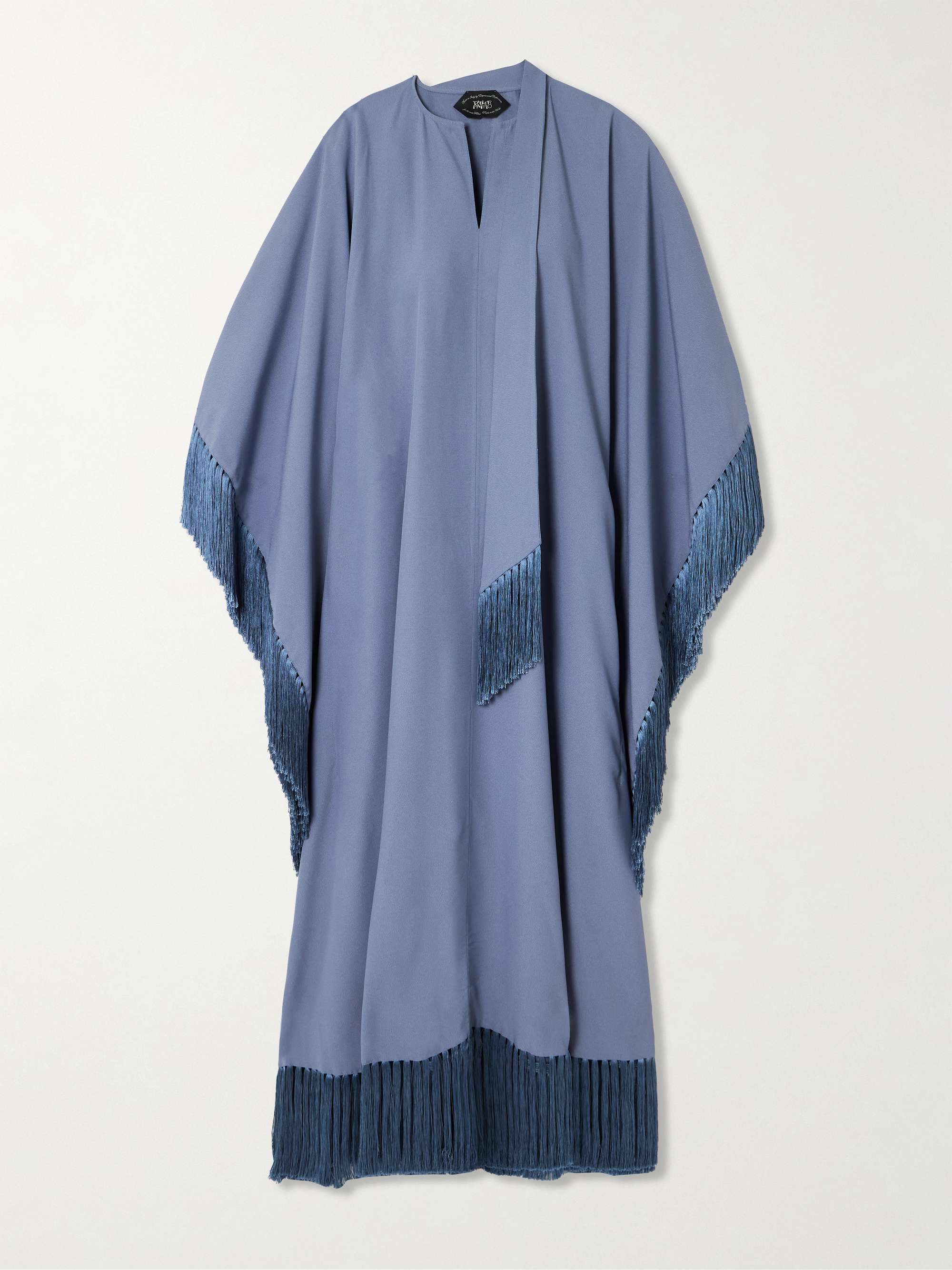 Hammamet Fringed Crepe-Cady Cape-Effect Gown