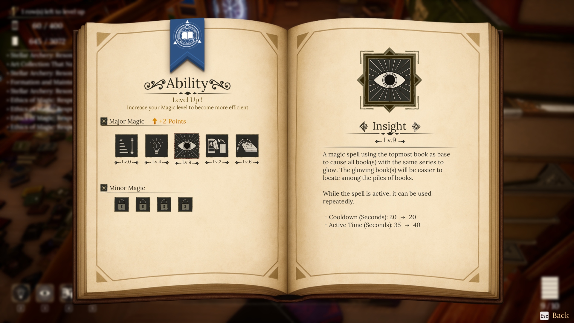 The magical abilities in a book in Librarian: Tidy Up the Arcane Librarian