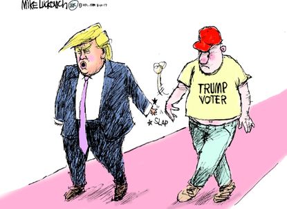 Political cartoon U.S. Trump voters polls Melania hand slap