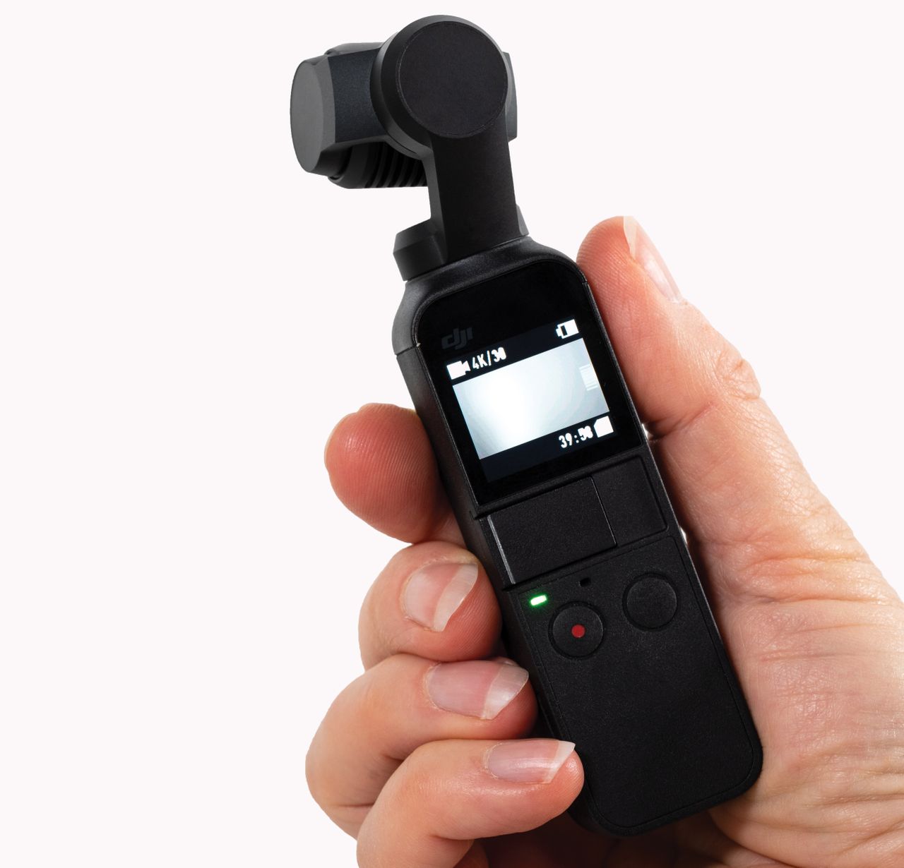 Swiping left on the Pocket&rsquo;s screen allows you to select the shooting modes, while swiping up gives access to the gimbal controls, including the option to switch between the camera facing forwards or backwards