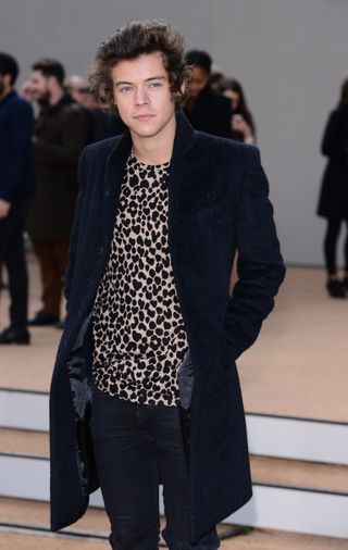 Harry Styles attends the Burberry Prorsum show during London Fashion Week SS14 at Kensington Gardens on September 16, 2013 in London, England