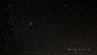 Skywatcher Kenny Cagle captured this photo of two Perseid meteors from Twin Peaks Recreational Area at Lake Ouachita near Mt. Ida and Hot Springs, Arkansas on Aug. 10, 2016, just one day ahead of the Perseid meteor shower's peak.