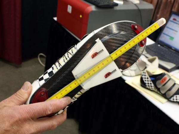 Once the proper cleat position is determined, D2's special tool ensures the cleat is actually placed where intended (and it's also handy for replicating the position on new shoes).