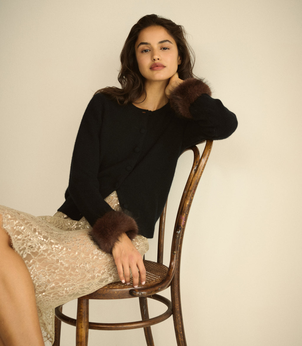 Clara Cashmere Cardigan -- Black