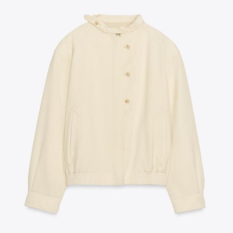 ecru Zara autumn jacket worn by Gabby Logan