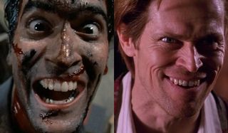 Evil Dead II Ash's creepy smile compliments Spider-Man's Harry Osborn pulling a similar face