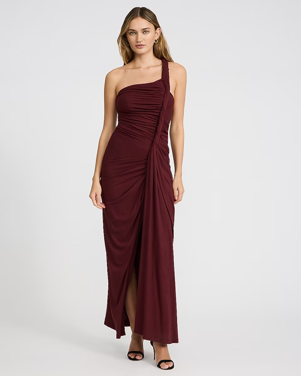 express, Twist One Shoulder Ruched Maxi Dress
