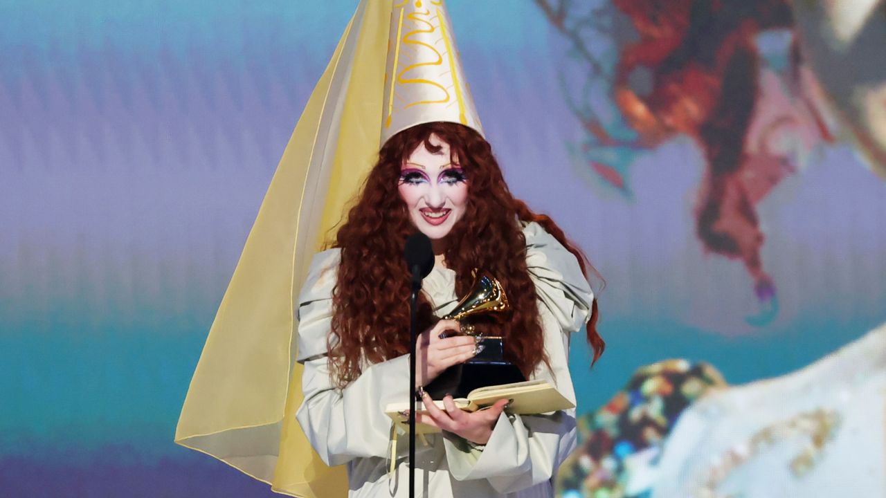 Chappell Roan accepts the award for Best New Artist at the 2025 Grammys.