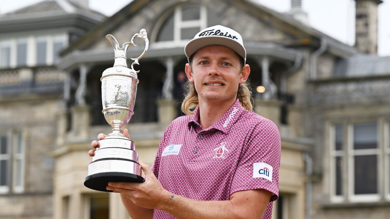 Cameron Smith poses with the Claret Jug after winning The Open at St Andrews