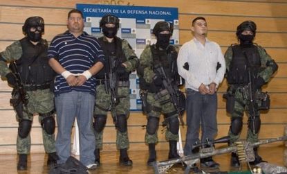 Two suspected leaders of Los Zetas, after being arrested in Mexico City on earlier, unrelated charges.