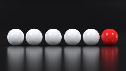 Five white balls and one red ball