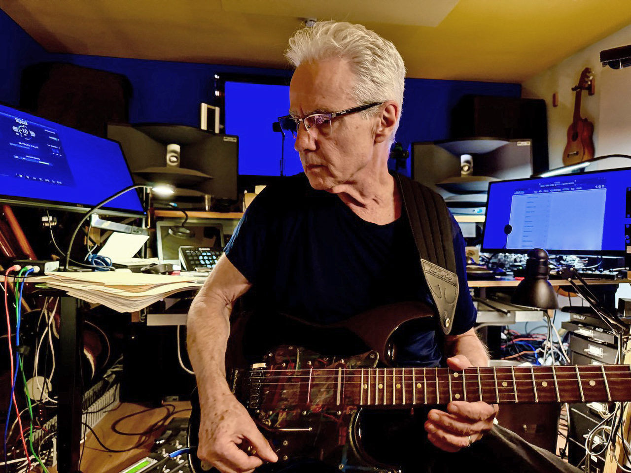 Michael Brook in his studio