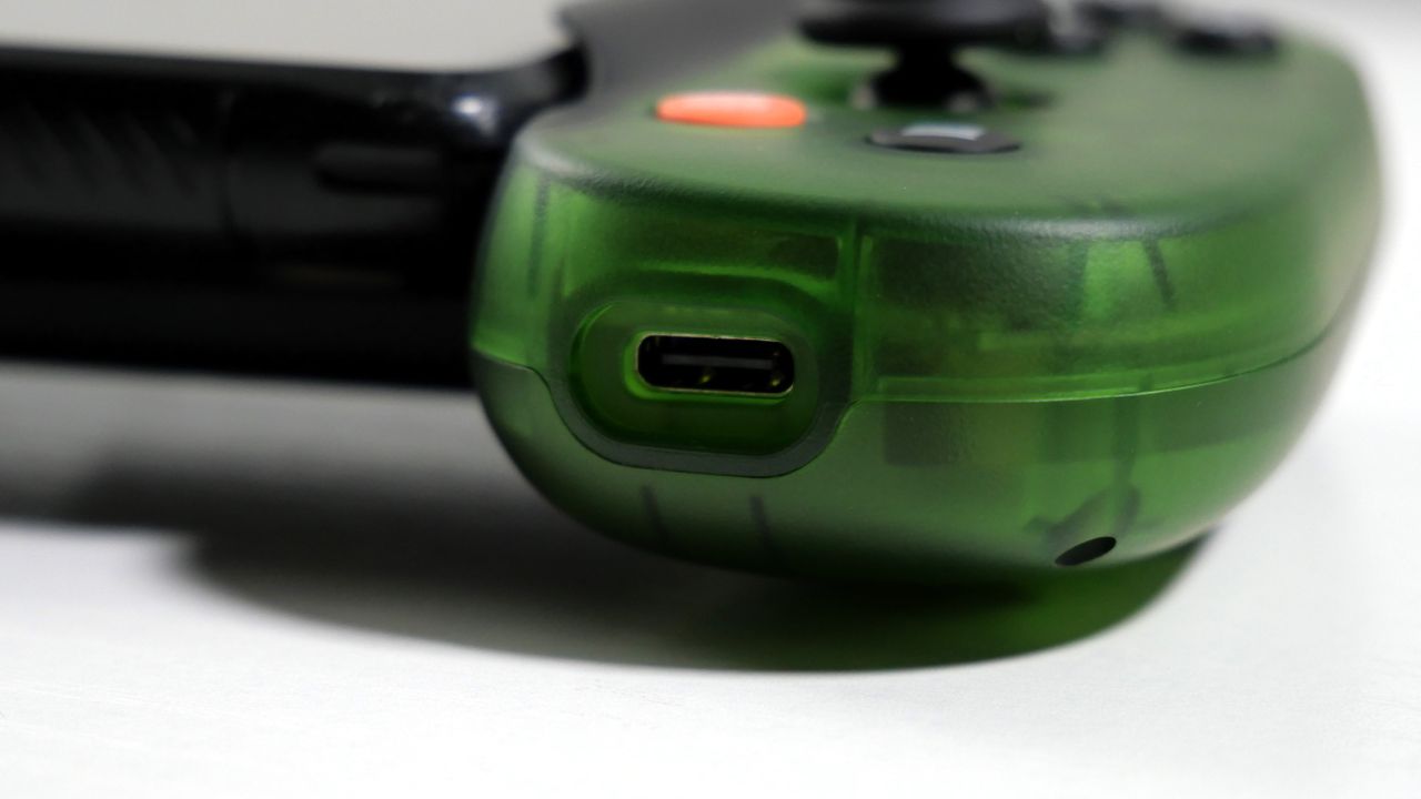 Backbone One Xbox mobile controller, highlighting its Type-C charging port.
