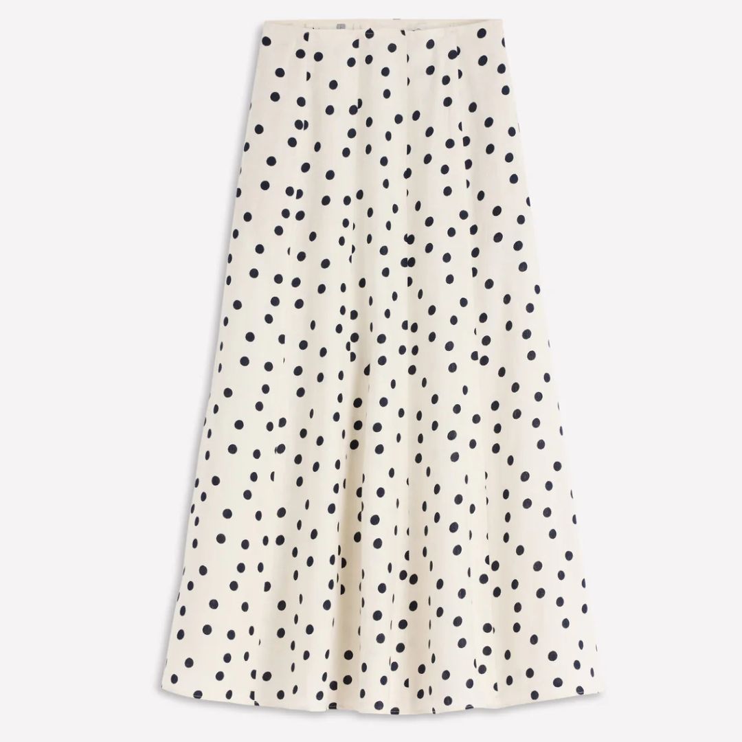 Boden Miriam Linen Maxi Skirt Painted Dot
