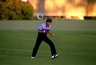 This image of Larry Mize at Augusta in 1987 must be permanently etched on The Shark's mind