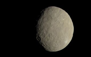 A full-color image from NASA's Dawn spacecraft shows how the dwarf planet Ceres would appear to the human eye.