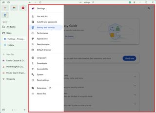 Arc Chromium settings