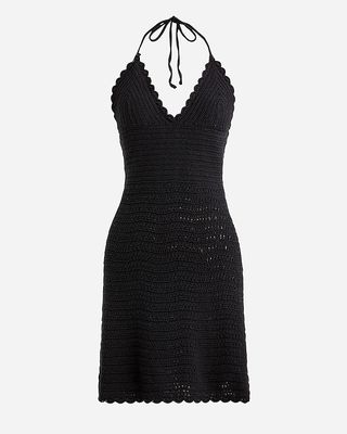 Crochet Halter-Neck Sweater-Dress