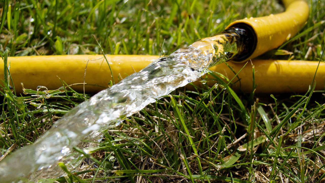 water flowing from a garden hose