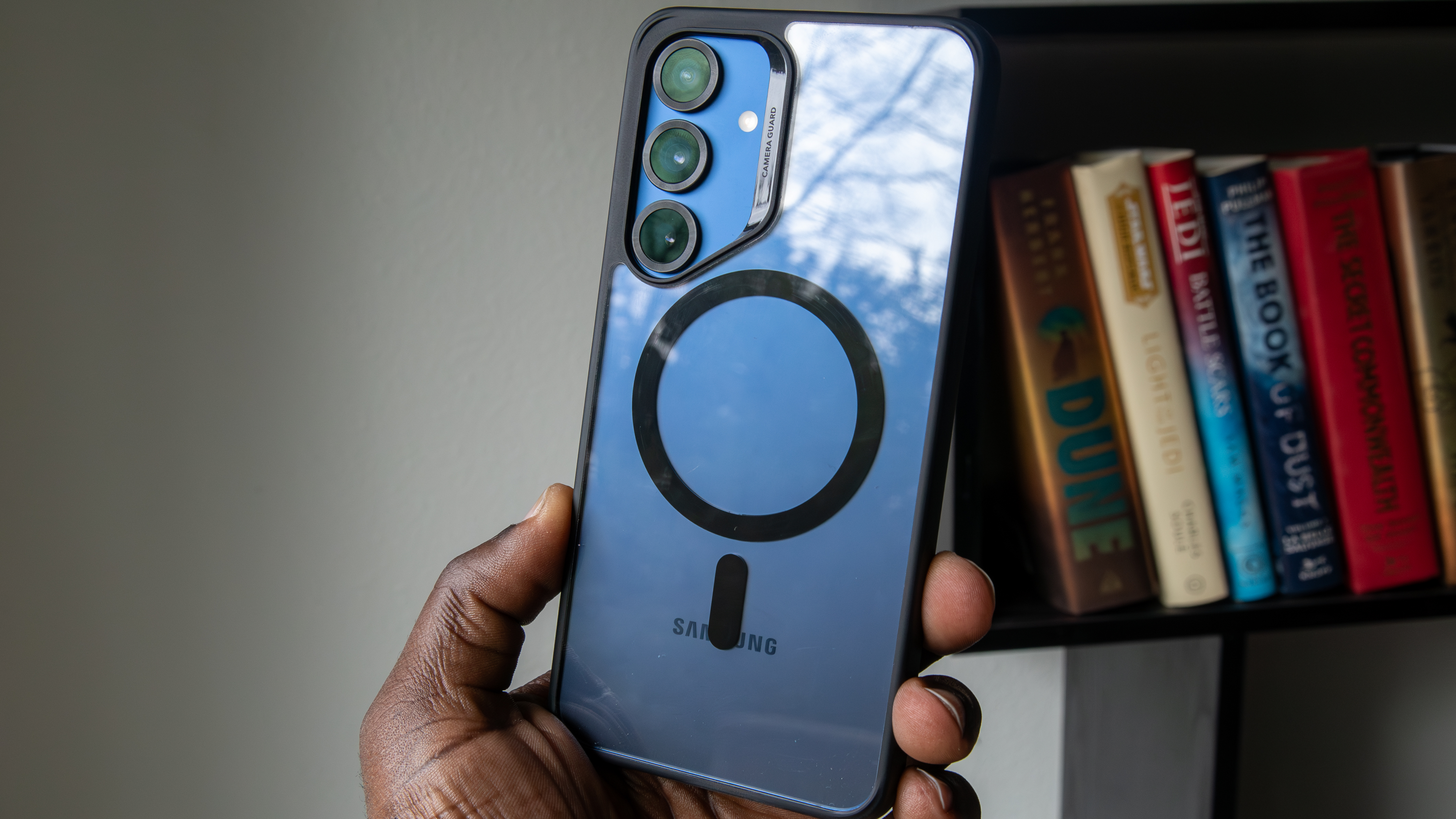 Galaxy S25 Plus in hand with a case on