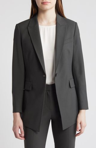 Stretch Wool Cutaway Blazer