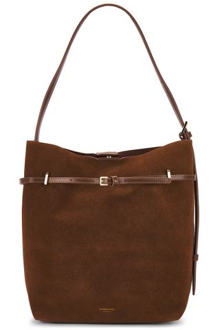 Suede Belted Tote Bag