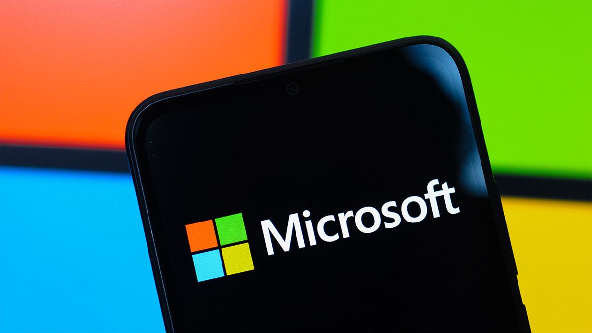 Microsoft logo displayed on smartphone