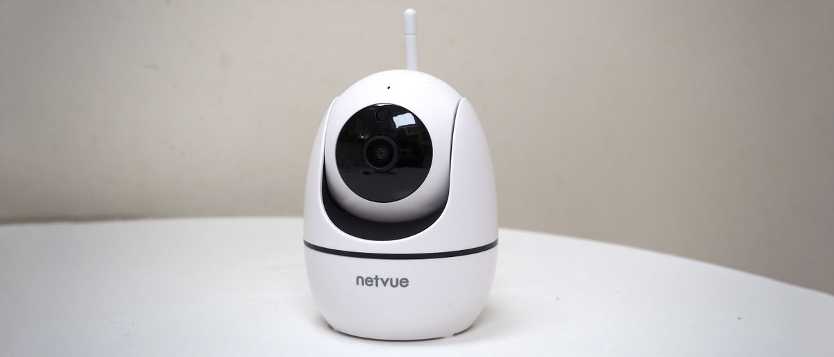 NetVue Orb Mini Home Security Camera on a white surface