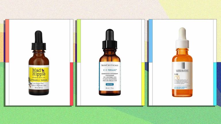 A selection of the best vitamin c serums is pictured, from left to right, Mad Hippie, Skinceuticals C E Ferulic and La Roche-Posay