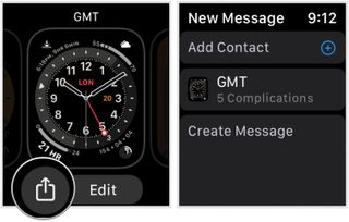 Instructions for how to share a watch face on Apple Watch.