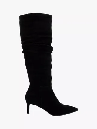 Dune Smooth Kitten Heel Leather Knee High Boots