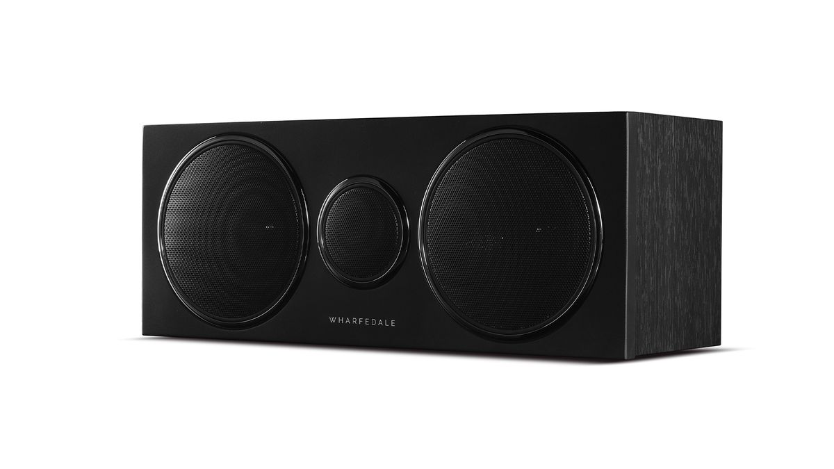 The large, rectangular centre speaker from a Wharfedale DX-3 HCP. It is black and the background is white.