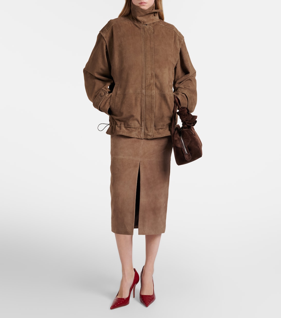 Suede Pencil Skirt in Brown - Rotate