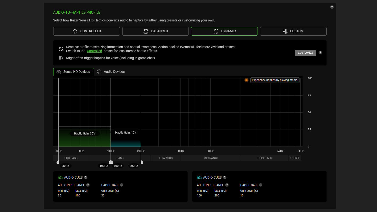 The Razer Synapse application set up for the Razer Freyja cushion.