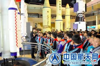Schoolchildren learn about Chinese spaceflight history with a museum visit. On April 24, 2016, China celebrated a “National Day of Spaceflight.”