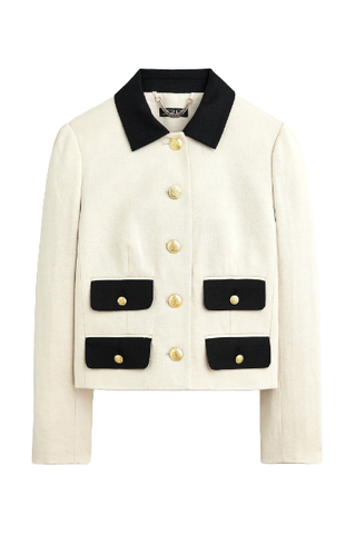 J.Crew Contrast Lady Jacket in Textured Linen Blend (Was $268) 