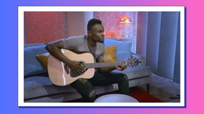 Kwame, Love Is Blind season 4 contestant, playing guitar in the pods