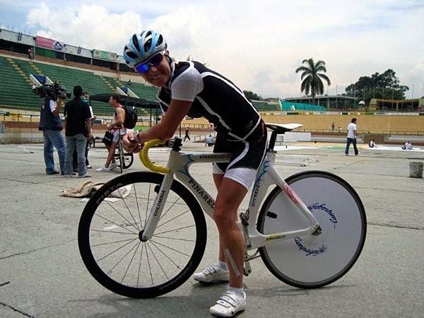 The outdoor track was made of concrete and pretty fast.