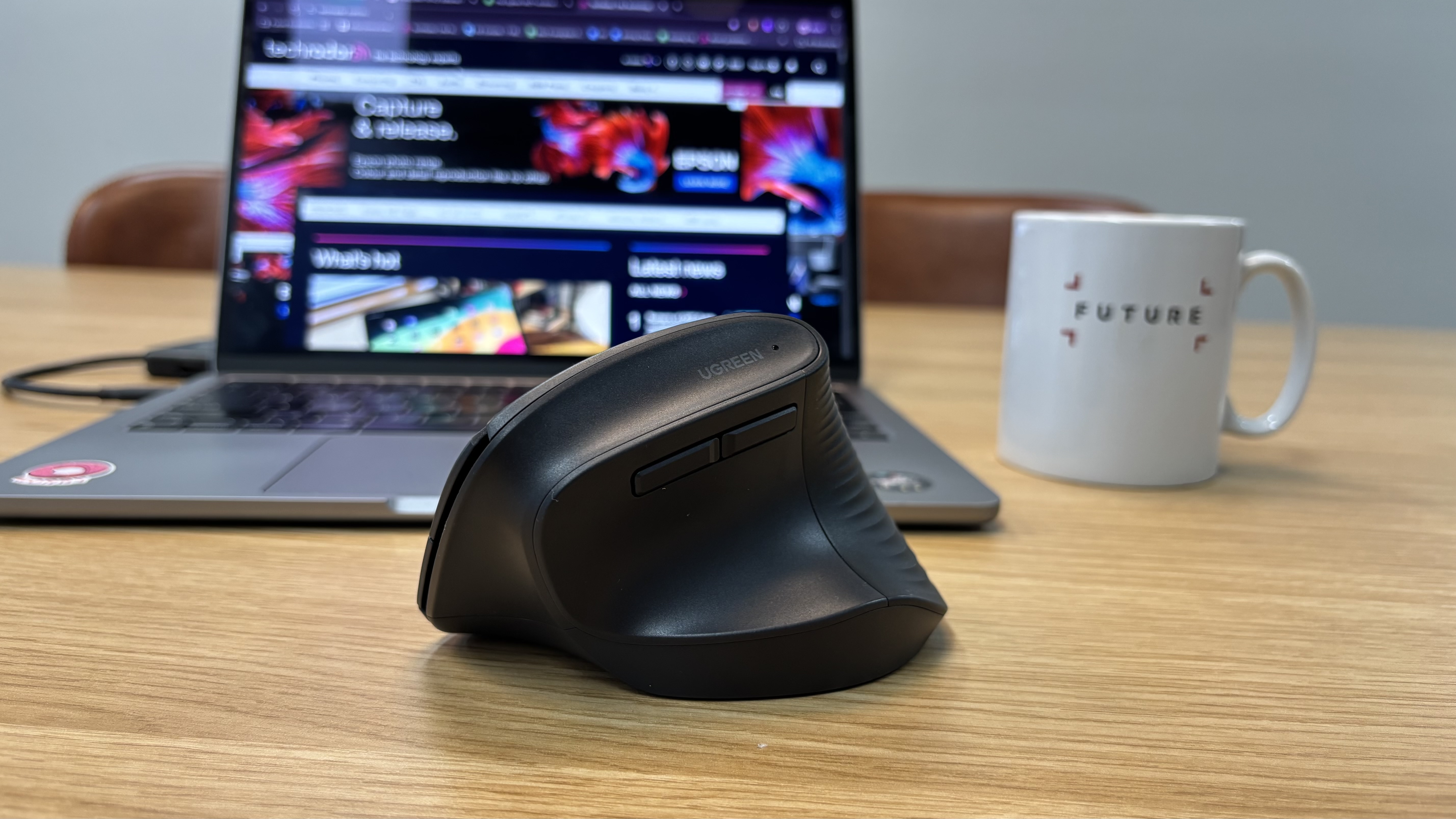 The thumb rest on the M571 Vertical Ergonomic Mouse