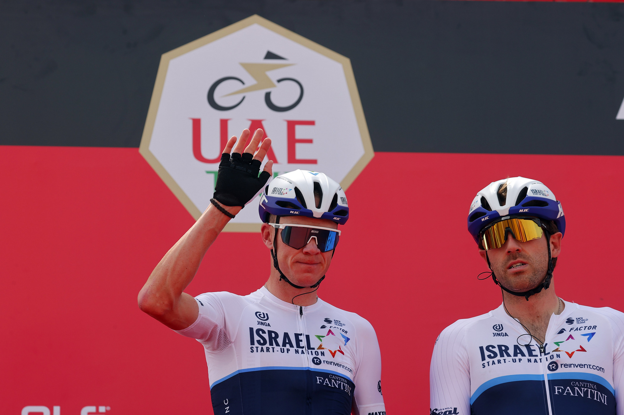 Chris Froome on the podium at the UAE Tour