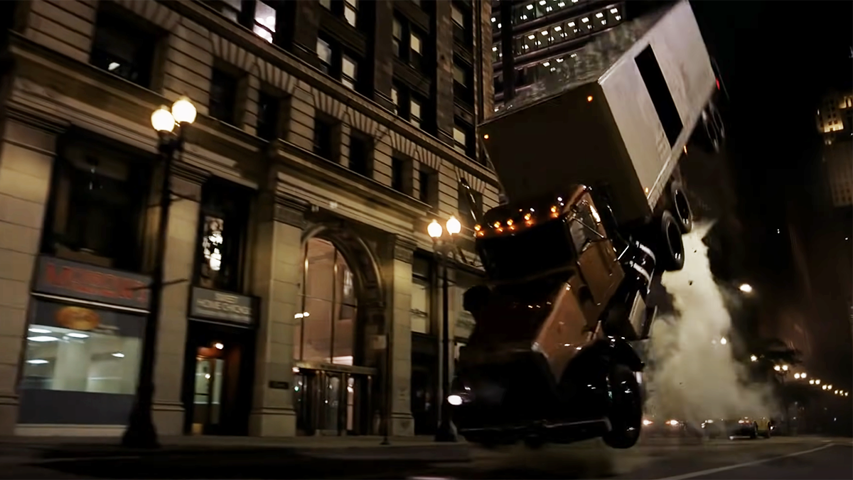 The truck flip scene from the Dark Knight