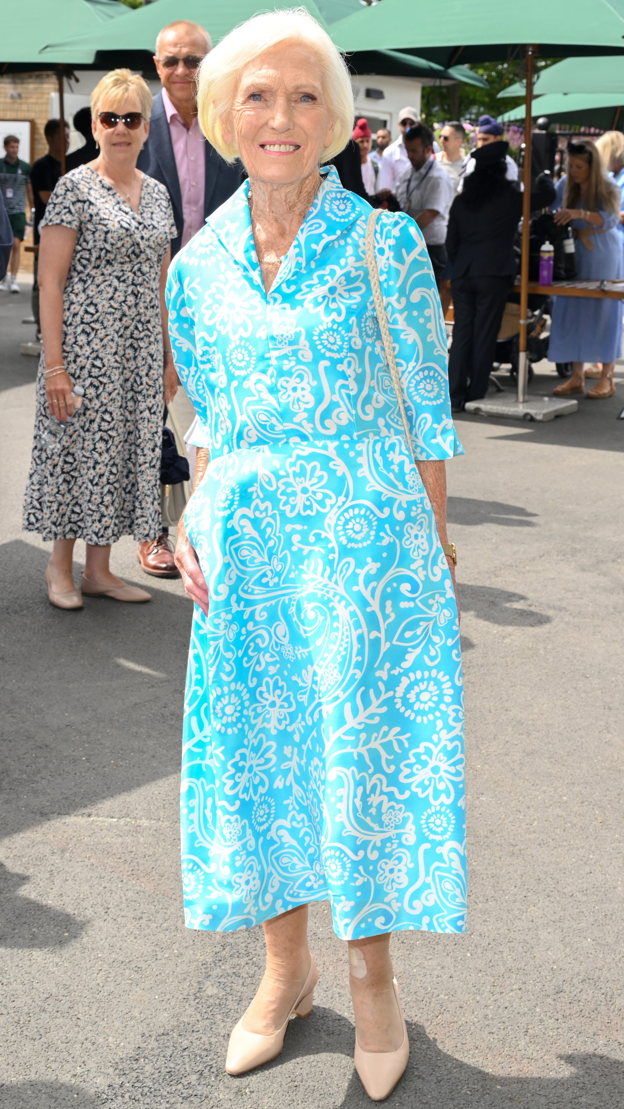 Dame Mary Berry attends day five of the Wimbledon Tennis Championships at the All England Lawn Tennis and Croquet Club on July 04, 2025