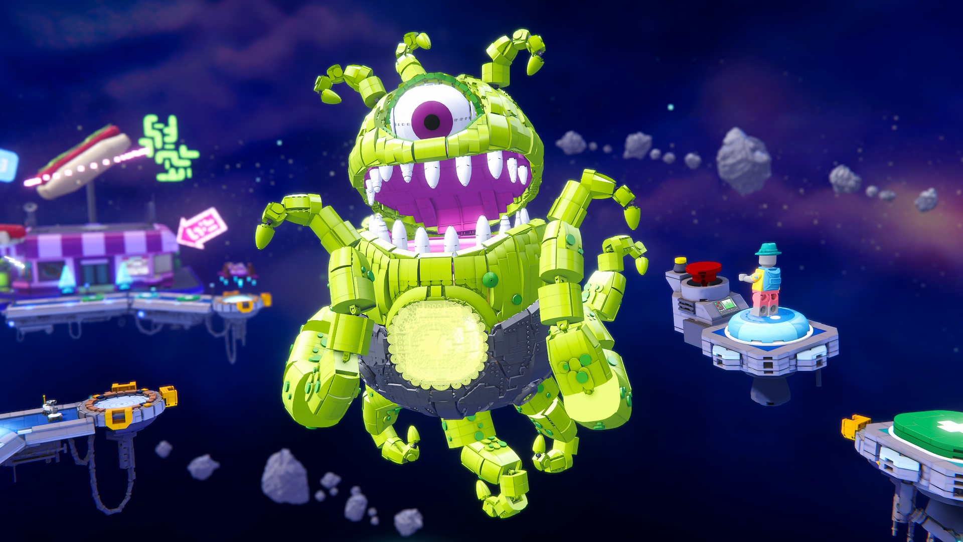 A giant alien in LEGO Party!