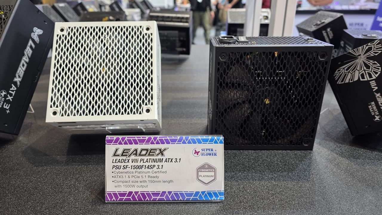 Super Flower Leadex PSUs, note the proprietary 9-pin universal "super connectors"