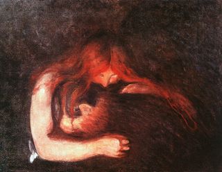 Vampire painting by Edvard Munch