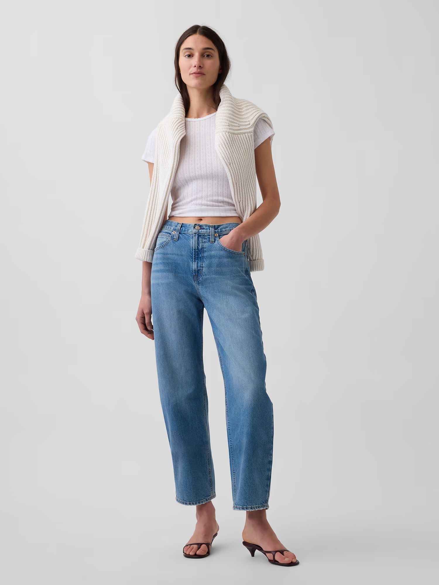 Gap, High Rise Crop Barrel Jeans