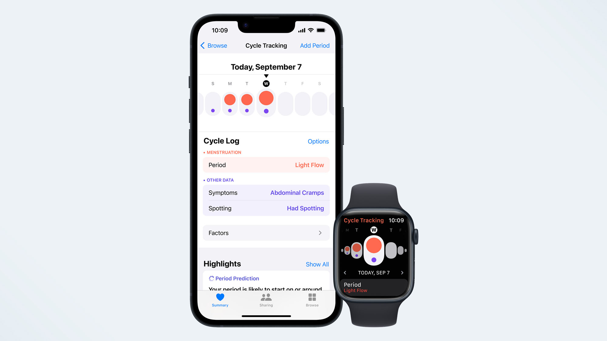 photos of the cycle tracking features on Apple